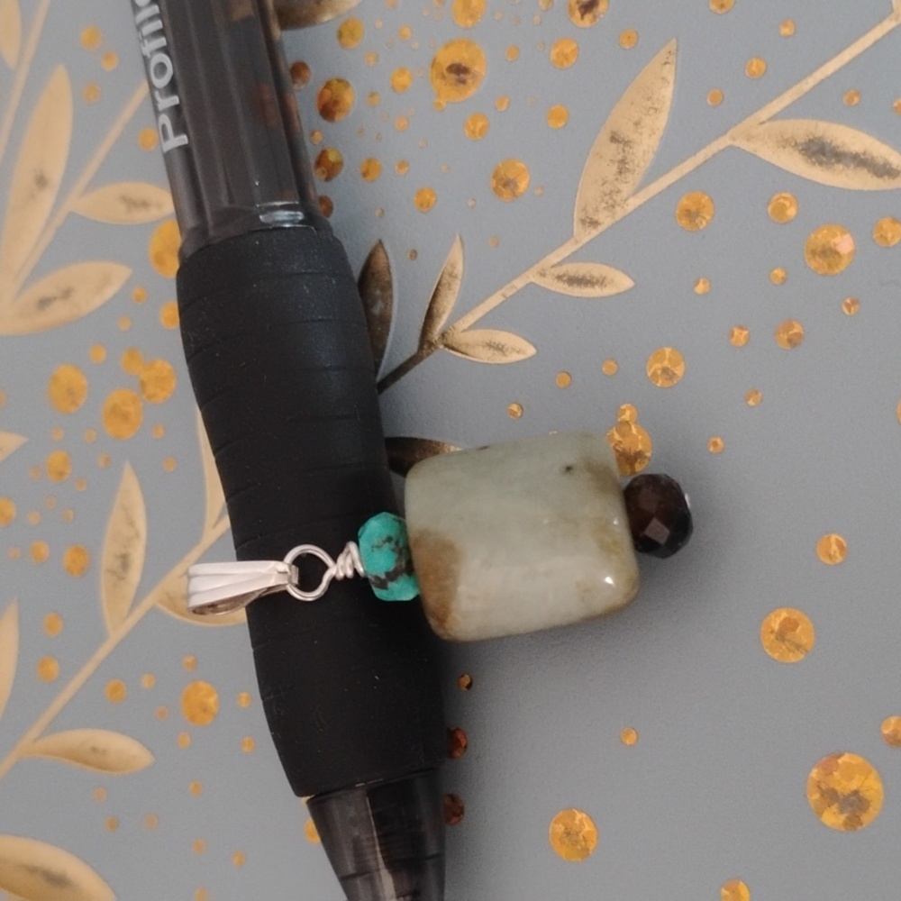 Sterling Silver Jade And Kingman Turquoise Pendant